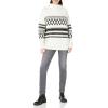 Cable Stitch Women’s Mock Neck Cozy Sweater – Oversized Soft Long Sleeve Drop Shoulder High Low Hem Slouchy Pullover Top(Ivory/Black)