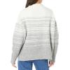 Cable Stitch Women’s Mock Neck Cozy Sweater – Oversized Soft Long Sleeve Drop Shoulder High Low Hem Slouchy Pullover Top(Ivory/Grey)