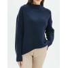 Cable Stitch Women’s Mock Neck Cozy Sweater – Oversized Soft Long Sleeve Drop Shoulder High Low Hem Slouchy Pullover Top(Navy)