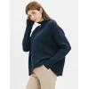 Cable Stitch Women’s Mock Neck Cozy Sweater – Oversized Soft Long Sleeve Drop Shoulder High Low Hem Slouchy Pullover Top(Navy)