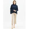 Cable Stitch Women’s Mock Neck Cozy Sweater – Oversized Soft Long Sleeve Drop Shoulder High Low Hem Slouchy Pullover Top(Navy)
