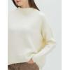 Cable Stitch Women’s Mock Neck Cozy Sweater – Oversized Soft Long Sleeve Drop Shoulder High Low Hem Slouchy Pullover Top(Winter White)
