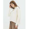 Cable Stitch Women’s Mock Neck Cozy Sweater – Oversized Soft Long Sleeve Drop Shoulder High Low Hem Slouchy Pullover Top(Winter White)