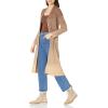 Cable Stitch Women’s Ombre Ribbed Long Cardigan - Striped Color Blocked Open Front Long Sleeve Knit Sweater Coat(Brown/Tan)