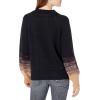 Cable Stitch Women’s Ombre Sleeve Sweater – Crewneck Raglan Lantern Long Sleeve Colorblock Striped Pullover Knit Top(Navy)