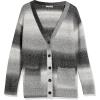 Cable Stitch Women’s Ombre Space-Dyed Cardigan – V-Neck Long Sleeve Button Front Rib-Knit Sweater Cover-Up with Pockets(Black Ombre)