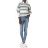 Cable Stitch Women’s Ombre Space-Dyed Crewneck Sweater – Long Sleeve Color Block Rainbow Striped Pullover Top(Black Ombre)