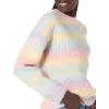 Cable Stitch Women’s Ombre Space-Dyed Crewneck Sweater – Long Sleeve Color Block Rainbow Striped Pullover Top(Rainbow Ombre)