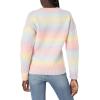 Cable Stitch Women’s Ombre Space-Dyed Crewneck Sweater – Long Sleeve Color Block Rainbow Striped Pullover Top(Rainbow Ombre)