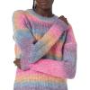 Cable Stitch Women’s Ombre Space-Dyed Crewneck Sweater – Long Sleeve Color Block Rainbow Striped Pullover Top(Twilight Ombre)
