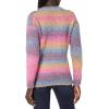 Cable Stitch Women’s Ombre Space-Dyed Crewneck Sweater – Long Sleeve Color Block Rainbow Striped Pullover Top(Twilight Ombre)