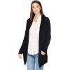 Cable Stitch Women’s Open Front Waffle Stitch Knit Cardigan – Long Sleeve Casual Sweater Coat with Pockets(Black)