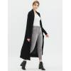 Cable Stitch Women’s Open Placket Long Cardigan – Open Front Long Sleeve Sweater Coat with Pockets(Black)
