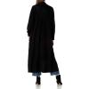 Cable Stitch Women’s Open Placket Long Cardigan – Open Front Long Sleeve Sweater Coat with Pockets(Black)