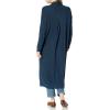Cable Stitch Women’s Open Placket Long Cardigan – Open Front Long Sleeve Sweater Coat with Pockets(Heather Blue)
