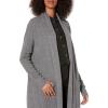 Cable Stitch Women’s Open Placket Long Cardigan – Open Front Long Sleeve Sweater Coat with Pockets(Heather Grey)