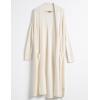 Cable Stitch Women’s Open Placket Long Cardigan – Open Front Long Sleeve Sweater Coat with Pockets(Ivory)