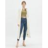 Cable Stitch Women’s Open Placket Long Cardigan – Open Front Long Sleeve Sweater Coat with Pockets(Ivory)
