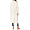 Cable Stitch Women’s Open Placket Long Cardigan – Open Front Long Sleeve Sweater Coat with Pockets(Ivory)