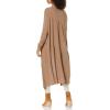 Cable Stitch Women’s Open Placket Long Cardigan – Open Front Long Sleeve Sweater Coat with Pockets(Taupe)