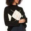 Cable Stitch Women’s Oversized Argyle Intarsia Sweater – Mock Neck Long Sleeve Drop Shoulder Pullover Knit Top
