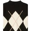 Cable Stitch Women’s Oversized Argyle Intarsia Sweater – Mock Neck Long Sleeve Drop Shoulder Pullover Knit Top