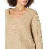 Cable Stitch Women’s Oversized Argyle Tunic Sweater – V-Neck Drop Shoulder Long Sleeve Loose Pullover Top(Camel)