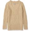 Cable Stitch Women’s Oversized Argyle Tunic Sweater – V-Neck Drop Shoulder Long Sleeve Loose Pullover Top(Camel)