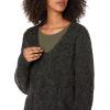 Cable Stitch Women’s Oversized Argyle Tunic Sweater – V-Neck Drop Shoulder Long Sleeve Loose Pullover Top(Charcoal)