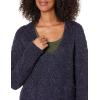 Cable Stitch Women’s Oversized Argyle Tunic Sweater – V-Neck Drop Shoulder Long Sleeve Loose Pullover Top(Navy)