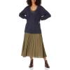 Cable Stitch Women’s Oversized Argyle Tunic Sweater – V-Neck Drop Shoulder Long Sleeve Loose Pullover Top(Navy)