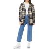 Cable Stitch Women’s Oversized Button Front Leopard Plaid Print Sweater Cardigan with Pockets - V-Neck Jacquard Coatigan(Multi Navy)
