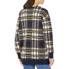 Cable Stitch Women’s Oversized Button Front Leopard Plaid Print Sweater Cardigan with Pockets - V-Neck Jacquard Coatigan(Multi Navy)