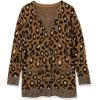 Cable Stitch Women’s Oversized Button Front Leopard Plaid Print Sweater Cardigan with Pockets - V-Neck Jacquard Coatigan(Multi Olive)