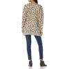 Cable Stitch Women’s Oversized Button Front Leopard Plaid Print Sweater Cardigan with Pockets - V-Neck Jacquard Coatigan(Multi Taupe)