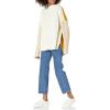 Cable Stitch Women’s Oversized Colorblock Sweater – Mock Neck Rib-Knit Drop Shoulder Long Sleeve Pullover Top(Cream / Sand / Marigold)