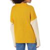 Cable Stitch Women’s Oversized Colorblock Sweater – Mock Neck Rib-Knit Drop Shoulder Long Sleeve Pullover Top(Cream / Sand / Marigold)