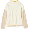 Cable Stitch Women’s Oversized Colorblock Sweater – Mock Neck Rib-Knit Drop Shoulder Long Sleeve Pullover Top(Cream / Sand / Marigold)