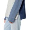 Cable Stitch Women’s Oversized Colorblock Sweater – Mock Neck Rib-Knit Drop Shoulder Long Sleeve Pullover Top(Grey / Steel Blue / Denim)