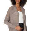 Cable Stitch Women’s Oversized Lightweight Cardigan – Open Front Drop Shoulder Pointelle Stitch Knit Cover-up(Ash Brown)