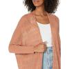 Cable Stitch Women’s Oversized Lightweight Cardigan – Open Front Drop Shoulder Pointelle Stitch Knit Cover-up(Nutmeg)