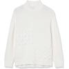 Cable Stitch Women’s Oversized Mixed Cable Sweater – Mock Turtleneck Long Sleeve Drop Shoulder Patch Knit Pullover Top(Cream)