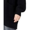 Cable Stitch Women’s Oversized Open Front Sweater Cardigan with Pockets – Long Sleeve Rib Knit Coatigan(Black)