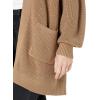 Cable Stitch Women’s Oversized Open Front Sweater Cardigan with Pockets – Long Sleeve Rib Knit Coatigan(Camel)