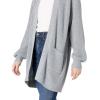 Cable Stitch Women’s Oversized Open Front Sweater Cardigan with Pockets – Long Sleeve Rib Knit Coatigan(Heather Grey)