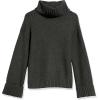 Cable Stitch Women’s Oversized Rib-Cuffed Wide Sleeve Turtleneck Sweater – Long Sleeve Drop Shoulder Pullover Top(Charcoal)