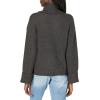 Cable Stitch Women’s Oversized Rib-Cuffed Wide Sleeve Turtleneck Sweater – Long Sleeve Drop Shoulder Pullover Top(Charcoal)