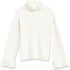 Cable Stitch Women’s Oversized Rib-Cuffed Wide Sleeve Turtleneck Sweater – Long Sleeve Drop Shoulder Pullover Top(Ivory)