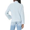 Cable Stitch Women’s Oversized Rib-Cuffed Wide Sleeve Turtleneck Sweater – Long Sleeve Drop Shoulder Pullover Top(Light Blue)