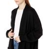 Cable Stitch Women’s Patch Pocket Long Maxi Cardigan – Open Front Long Blouson Sleeve Oversized Coatigan Sweater Cover-Up(Black)